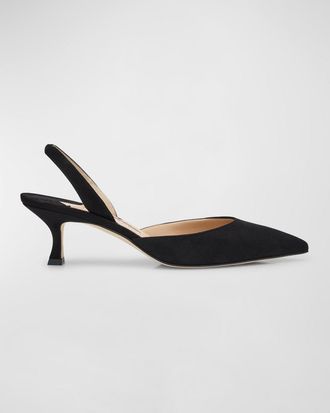 Manolo Blahnik Carolyne Kitten-Heel Halter Pumps