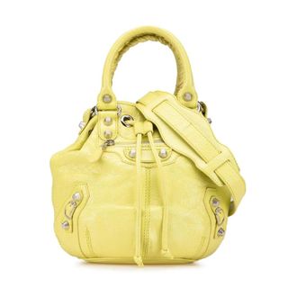 Balenciaga Pre-owned Bucket Bags, female, Yellow, Size: ONE SIZE Pre-owned Lambskin Motocross Giant 12 Pompon Bag