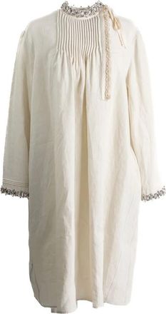 Prada Pleated Embellished-neck Dress