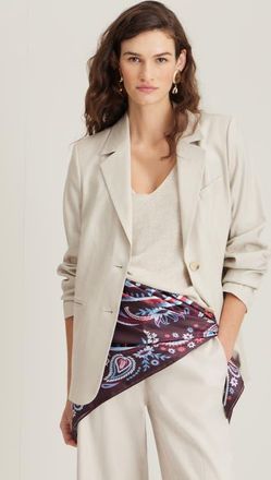 Nordstrom Linen Blend Boyfriend Blazer in Beige Scroll at Nordstrom, Size Xx-Large