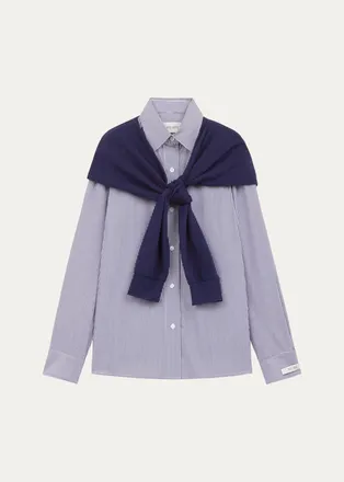 WE-AR4 The Sloane Striped Poplin & Pique Shirt