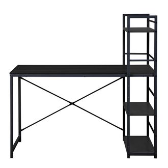 Mobili Rebecca Escritorio con estante de tablero de fibra de madera y acero negro