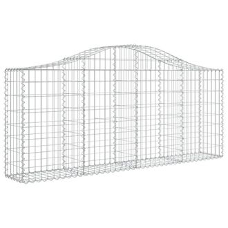 Berkfield Home Decorative Arched Gabion Baskets 2 pcs 200x30x80/100 cm Galvanise in Silver