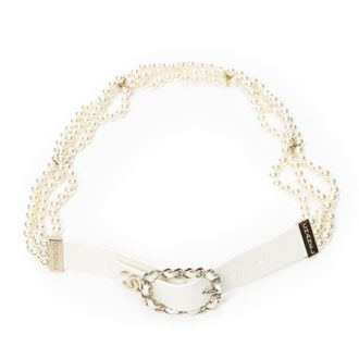 Chanel CC Leather and Chain Pearl Belt 75 Riem