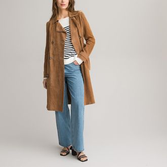 La Redoute Collections Lange trenchcoat in leer