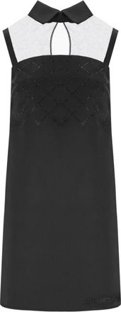 Elisabetta Franchi Zwarte Mini Jurk met Strass - Dames - Korte kleedjes - Zwart - XS - Polyester - Kleedjes
