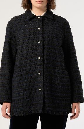Marina Rinaldi Ariete Tweed Jacket in Blue/black at Nordstrom, Size 18W