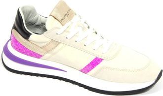Philippe Model Tropez 2.1 Glitter Pop Sneakers - Dames - Sneakers - Beige - 36 EU - Leer - Schoenen