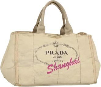 Prada Pre-owned Canvas prada-bags - Dames - Vintage Shopper - Wit - ONE Size - Leer - Vintage