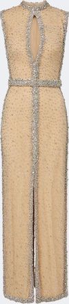 Costarellos Belina cutout crystal-embellished gown