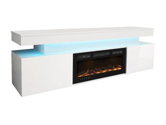 Mirjan24 Mueble Tv Monfero 104, Blanco + Blanco Brillante, N&uacute;mero De Puertas: 0, N&uacute;mero De Cajones: 0, 190x59x41cm, Led