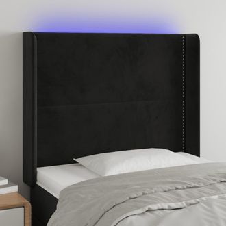 vidaXL Cabecero Con Led De Terciopelo Negro 103x16x118/128 Cm Vidaxl