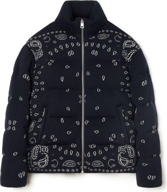 Alanui Bandana jacquard puffer jacket - men - Down/Virgin Wool/Polyamide/Feather - M - Blue
