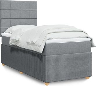 vidaXL Cama Box Spring Con Colch&oacute;n Tela Gris Claro 90x190 Cm Vidaxl
