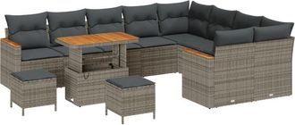 vidaXL Garden Sofa Set with Cushion 12 pcs Grey Poly rattan Vidaxl