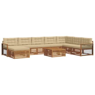 vidaXL Conjunto De Sof&aacute;s De Exterior 9 Uds. Natural Y Beige Vidaxl