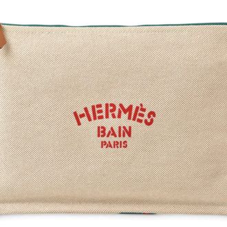 Herm&egrave;s Green Multi-Color Cotton Clutch Bag Pouch (Pre-Owned)