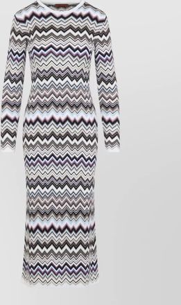Missoni metallic zigzag knit long-sleeve maxi dress