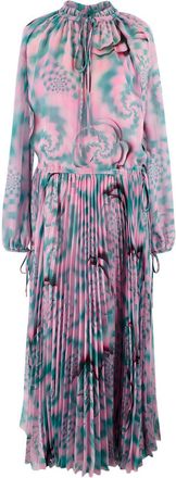 Brandon Maxwell Pink and Teal Pleated Silk Dress Size XXS