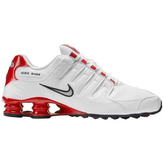 Nike Shox NZ Leather Synthetic Mens Low Top Trainers - White Silver Red - Size:UK 10.5