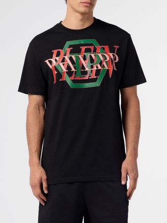 Philipp Plein T-shirt girocollo in jersey di cotone con stampa logo monogram