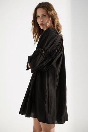 H&M Lace-inset Tunic Dress in Black at Nordstrom, Size X-Small