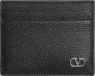 Valentino Garavani Mens Leather Card Holder Black Wallets & Cardholders