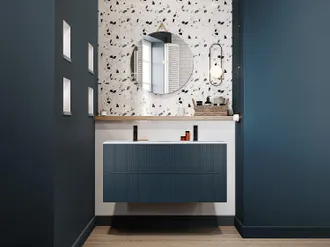 Vente-Unique Mobile sotto lavabo sospeso striato 120 cm Blu - PAVANI