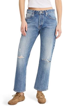 Good American Ripped Ankle Straight Leg Jeans in Indigo1221 at Nordstrom, Size 10