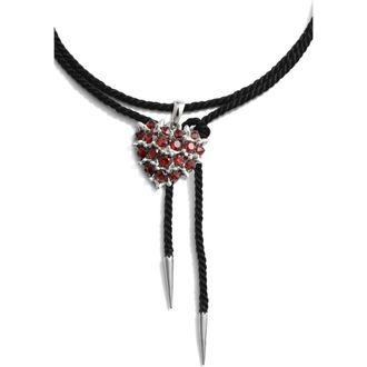 Awe Inspired Spiked Heart Locket Choker in Sterling Silver /Black at Nordstrom