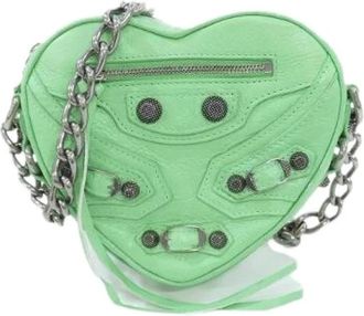Balenciaga Pre-owned Cross Body Bags, female, Green, Size: ONE SIZE Pre-owned Le Cagole Lambskin Mini Shoulder Bag