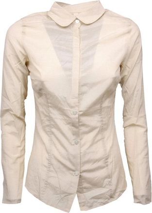 Peuterey Shirts, female, White, XS, Beige Checkered Long Sleeve Shirt