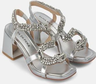 Alma En Pena Snake Heel Sandal in Metallic Silver at Nordstrom, Size 39