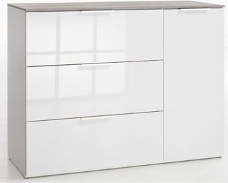 Composad Composad - Mobile Contenitore Ingresso Bianco E Cemento Linea Galaverna Con Un 1 Anta E 3 Cassetti Made In Italy