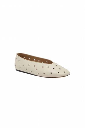 Le Monde Beryl Womens Regency Eyelet Studded Leather Slipper In Ecru