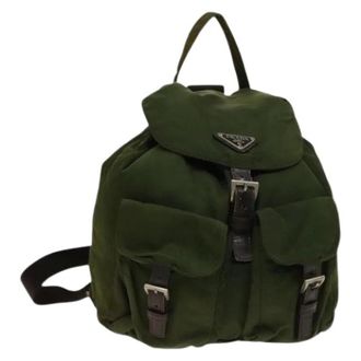 Prada Pre-owned Backpacks, female, Green, Size: ONE SIZE Pre-owned Vintage Nylon Backpack
