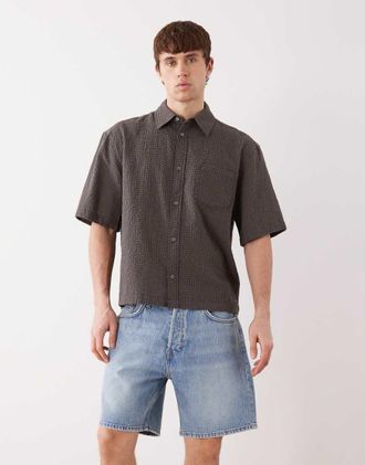 Weekday Pantaloncini di jeans oversize lavaggio azzurro-Blu