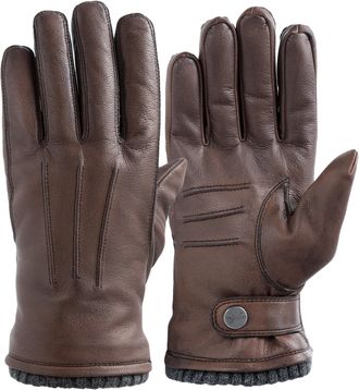 Pearlwood Lederhandschuhe PEARLWOOD Newton, Herren, Gr. 8,5, braun, Ziegenleder, Handschuhe Lederhandschuhe, leichte Vintage Optik durch Waxfinish