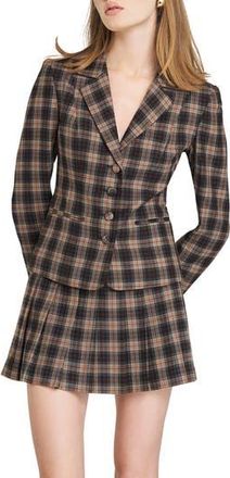 Wayf Darby Plaid Blazer in Brown-Black Tartan at Nordstrom Rack, Size X-Small