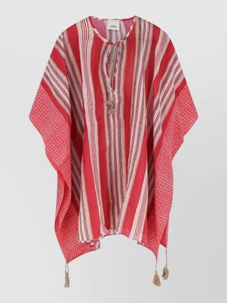 Isabel Marant beachwear loose fit short sleeve stripes tassels