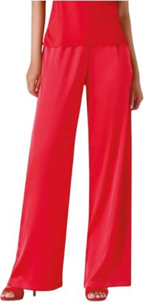 Hanita Rode Flared Broek Moderne Vrouwelijke Snit - Dames - Wijde Broeken - Rood - S - Broeken