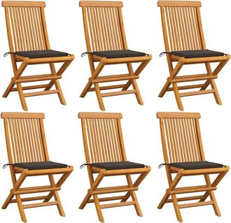 vidaXL Vidaxl - Sillas De Jard&iacute;n 6 Uds Con Cojines Taupe Madera De Teca