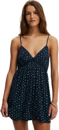 Cotton On Womens Sara Babydoll Mini Dress in Lauren Ditsy Navy at Nordstrom, Size 12