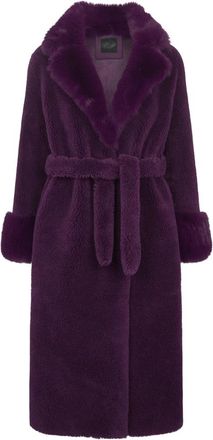 Americandreams Farah Belted Teddy Coat - Dames - Jas met riem - Paars - M - Jassen