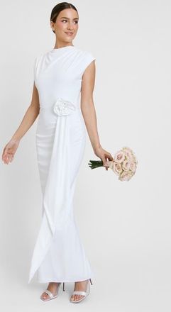 Six Stories Cap Sleeve Corsage Stretch Dress in White at Nordstrom, Size 10