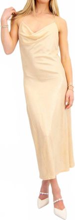 Glam Sophia Drape Neck Slip Dress In Beige