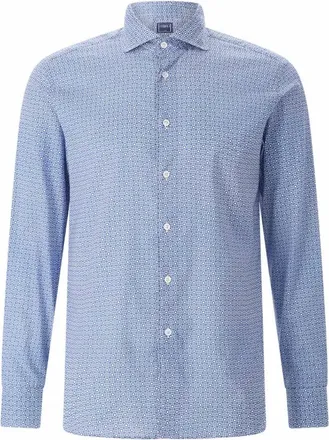 Fedeli Long Sleeve Shirt - Heren - Casual Overhemden - Blauw - XL - Katoen - Overhemden
