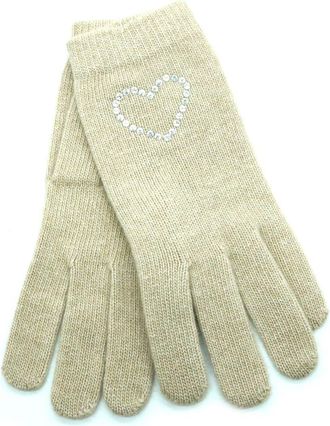 Portolano Crystal Embellished Heart Gloves in Beige at Nordstrom Rack