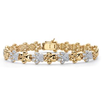 Palm Beach Jewelry Diamond Accent 18k Gold-Plated Two-Tone Paw Print Bracelet 7.5