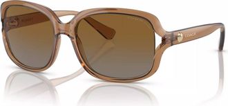 Coach Womens Hc8169 L149 Polarized Square Sunglasses In Transparent Brown